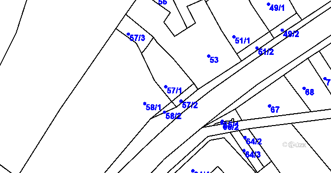 Parcela st. 57/1 v KÚ Kanice, Katastrální mapa