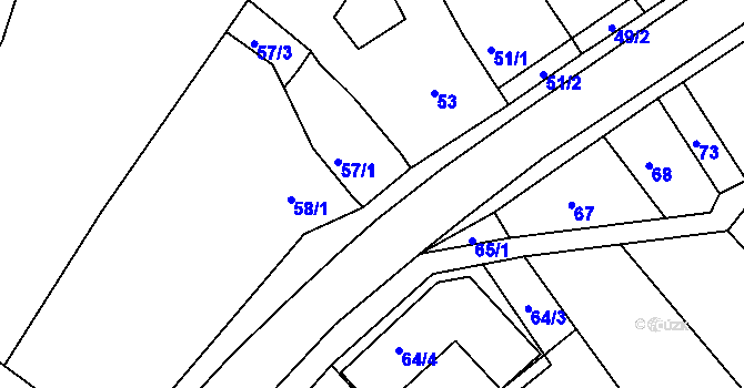 Parcela st. 57/2 v KÚ Kanice, Katastrální mapa