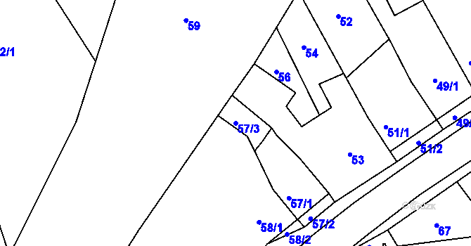 Parcela st. 57/3 v KÚ Kanice, Katastrální mapa