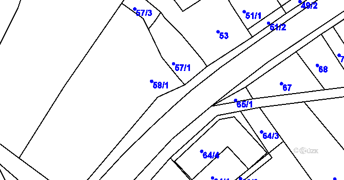 Parcela st. 58/2 v KÚ Kanice, Katastrální mapa