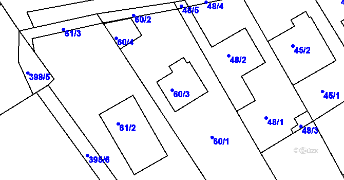 Parcela st. 60/3 v KÚ Kanice, Katastrální mapa