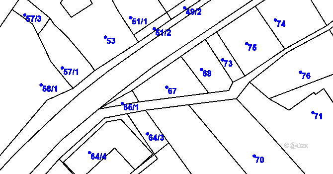 Parcela st. 67 v KÚ Kanice, Katastrální mapa