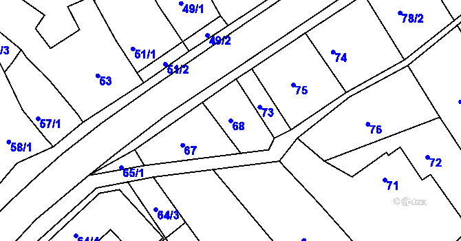 Parcela st. 68 v KÚ Kanice, Katastrální mapa