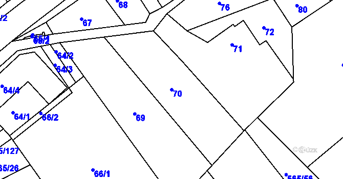 Parcela st. 70 v KÚ Kanice, Katastrální mapa