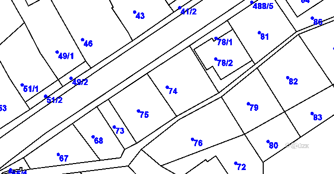 Parcela st. 74 v KÚ Kanice, Katastrální mapa