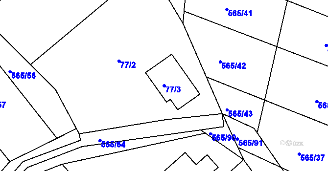 Parcela st. 77/3 v KÚ Kanice, Katastrální mapa