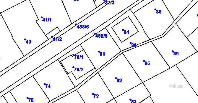 Parcela st. 81 v KÚ Kanice, Katastrální mapa