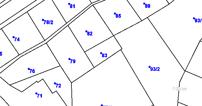 Parcela st. 83 v KÚ Kanice, Katastrální mapa