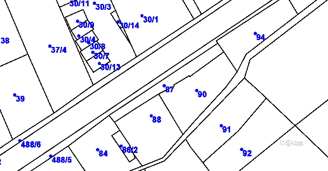 Parcela st. 87 v KÚ Kanice, Katastrální mapa
