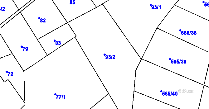 Parcela st. 93/2 v KÚ Kanice, Katastrální mapa