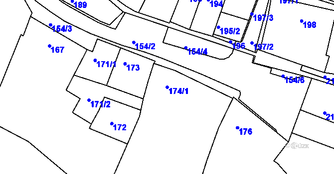 Parcela st. 174/1 v KÚ Kanice, Katastrální mapa