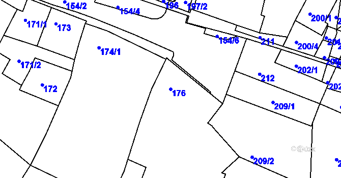 Parcela st. 176 v KÚ Kanice, Katastrální mapa
