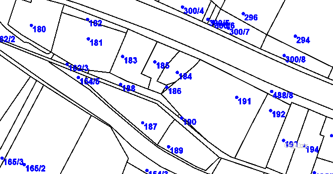 Parcela st. 186 v KÚ Kanice, Katastrální mapa