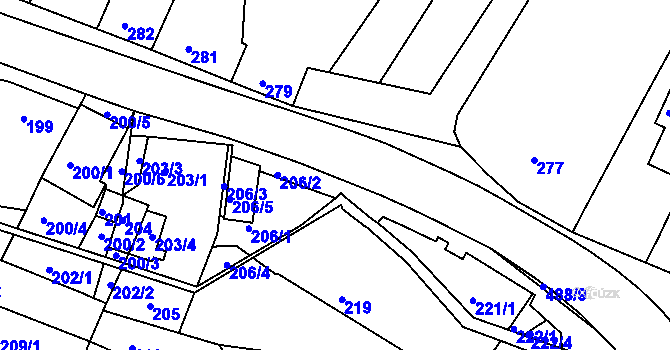 Parcela st. 208 v KÚ Kanice, Katastrální mapa