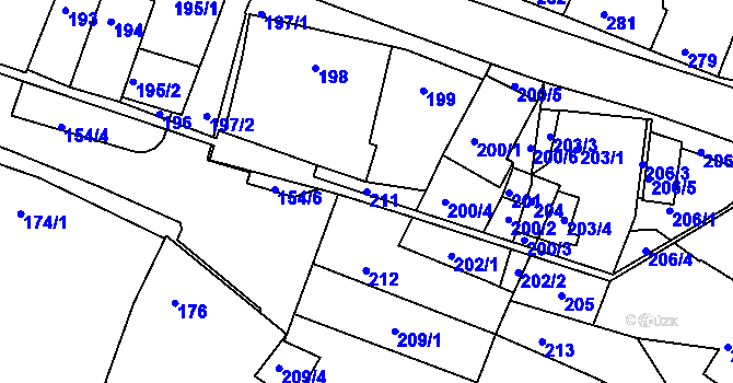 Parcela st. 211 v KÚ Kanice, Katastrální mapa
