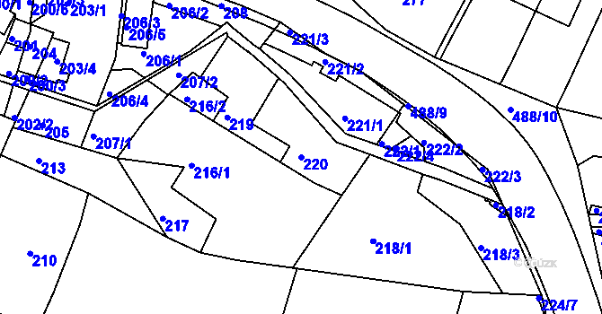 Parcela st. 220 v KÚ Kanice, Katastrální mapa