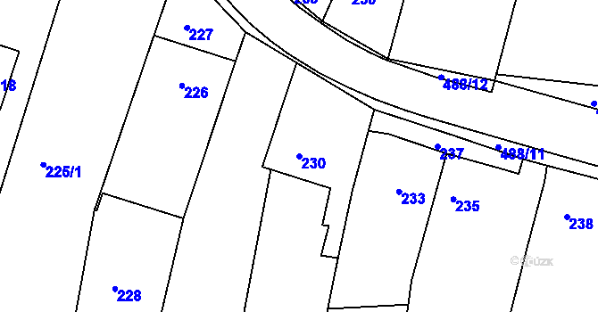 Parcela st. 230 v KÚ Kanice, Katastrální mapa
