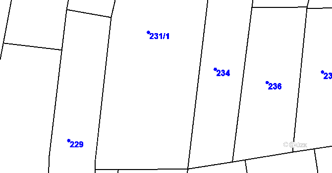 Parcela st. 232 v KÚ Kanice, Katastrální mapa