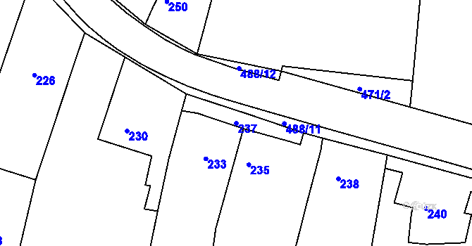 Parcela st. 237 v KÚ Kanice, Katastrální mapa