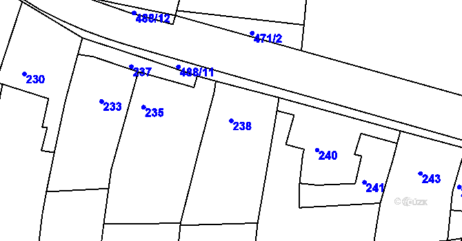 Parcela st. 238 v KÚ Kanice, Katastrální mapa
