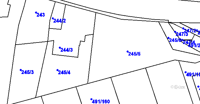 Parcela st. 245/1 v KÚ Kanice, Katastrální mapa