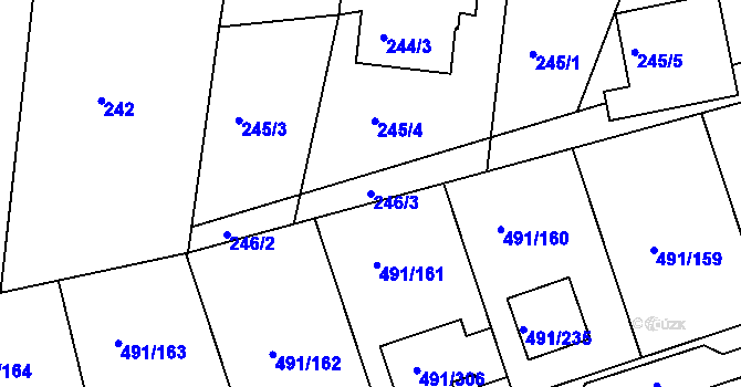 Parcela st. 246/3 v KÚ Kanice, Katastrální mapa