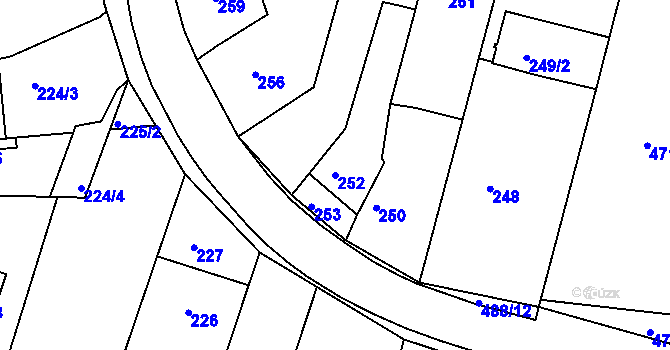 Parcela st. 252 v KÚ Kanice, Katastrální mapa