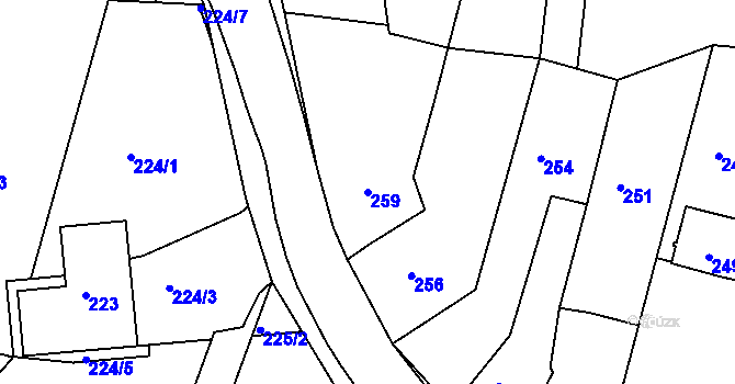 Parcela st. 259 v KÚ Kanice, Katastrální mapa
