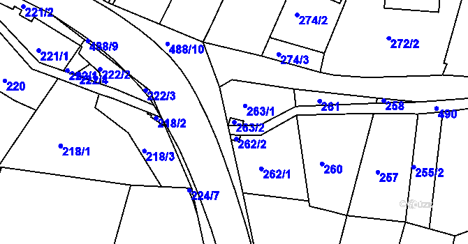 Parcela st. 263/2 v KÚ Kanice, Katastrální mapa