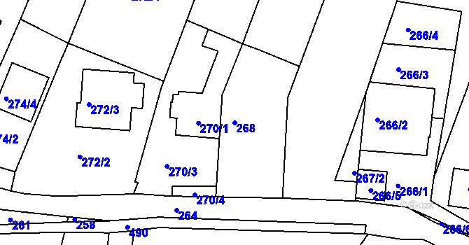 Parcela st. 268 v KÚ Kanice, Katastrální mapa