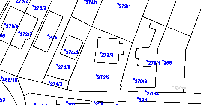 Parcela st. 272/3 v KÚ Kanice, Katastrální mapa