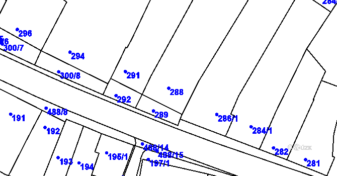 Parcela st. 288 v KÚ Kanice, Katastrální mapa