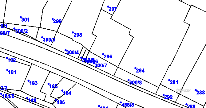 Parcela st. 296 v KÚ Kanice, Katastrální mapa