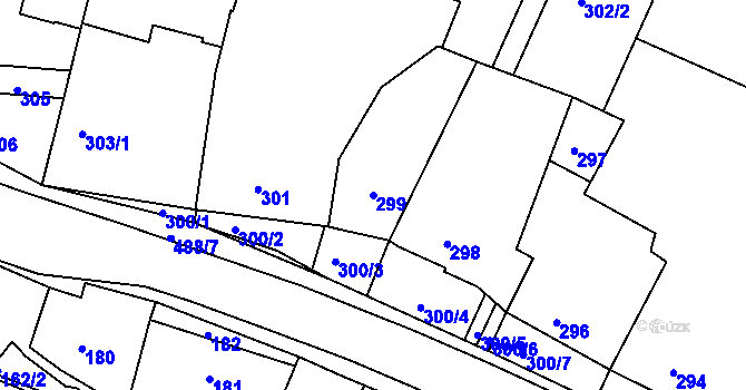 Parcela st. 299 v KÚ Kanice, Katastrální mapa