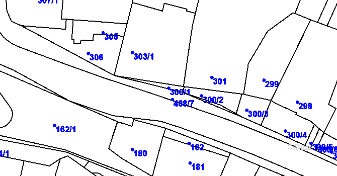 Parcela st. 300/1 v KÚ Kanice, Katastrální mapa