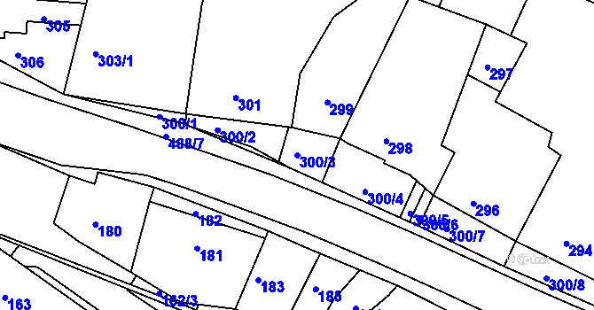 Parcela st. 300/3 v KÚ Kanice, Katastrální mapa