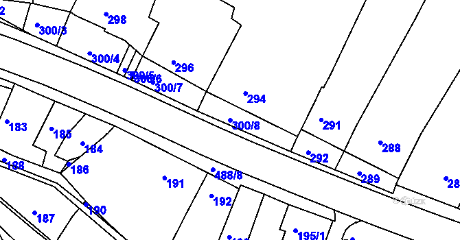 Parcela st. 300/8 v KÚ Kanice, Katastrální mapa