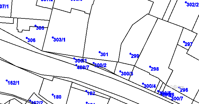 Parcela st. 301 v KÚ Kanice, Katastrální mapa