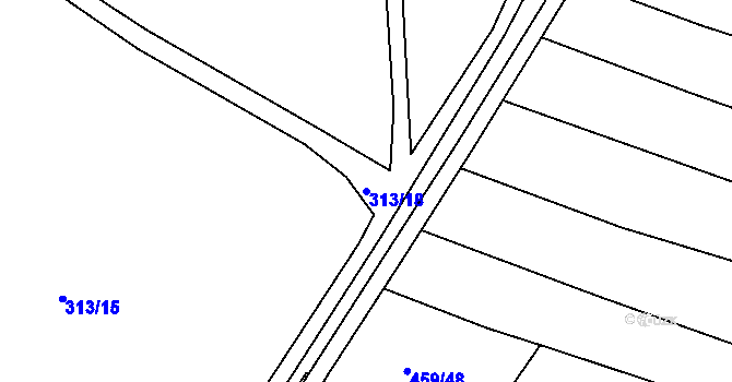 Parcela st. 313/18 v KÚ Kanice, Katastrální mapa