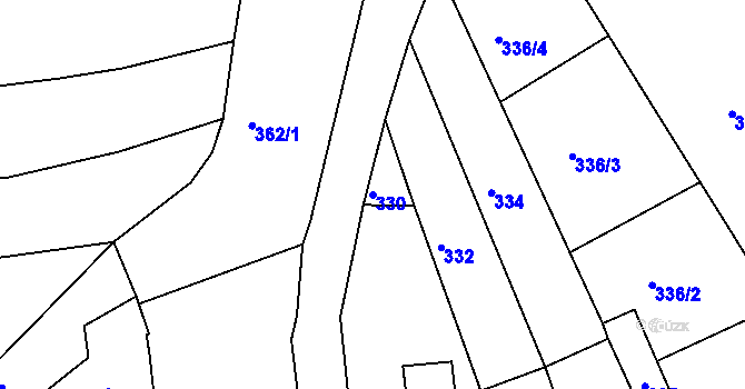 Parcela st. 330 v KÚ Kanice, Katastrální mapa