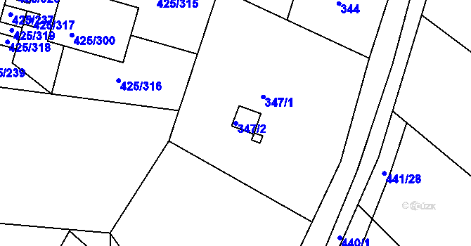 Parcela st. 347/2 v KÚ Kanice, Katastrální mapa