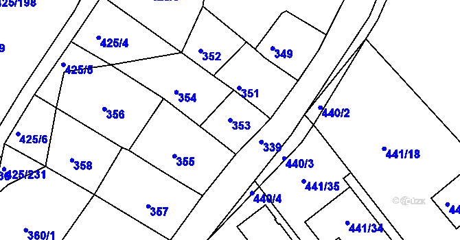 Parcela st. 353 v KÚ Kanice, Katastrální mapa