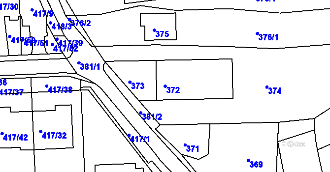 Parcela st. 372 v KÚ Kanice, Katastrální mapa
