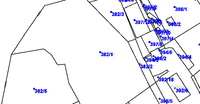 Parcela st. 382/1 v KÚ Kanice, Katastrální mapa