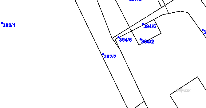Parcela st. 382/2 v KÚ Kanice, Katastrální mapa