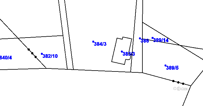 Parcela st. 383/2 v KÚ Kanice, Katastrální mapa