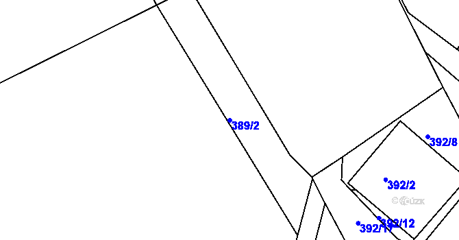 Parcela st. 389/2 v KÚ Kanice, Katastrální mapa