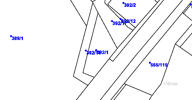 Parcela st. 392/1 v KÚ Kanice, Katastrální mapa