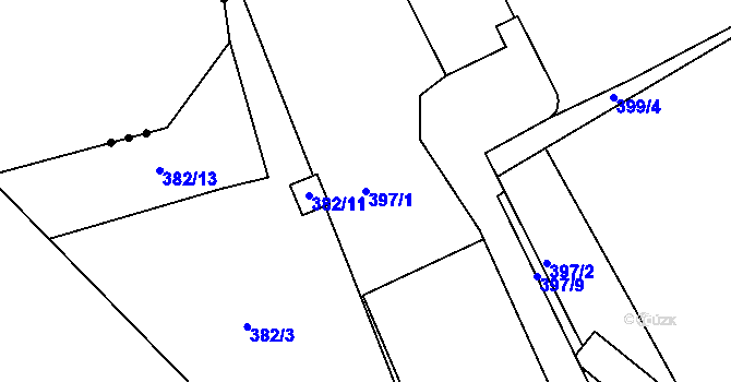 Parcela st. 397/1 v KÚ Kanice, Katastrální mapa