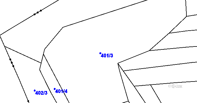 Parcela st. 401 v KÚ Kanice, Katastrální mapa
